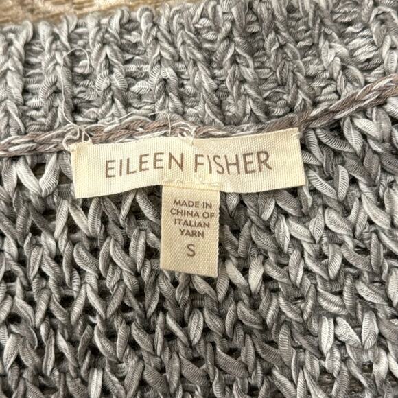 Eileen Fisher Women's Loose Knit Short Sleeve Sweater Gray White Size S - Picture 7 of 8